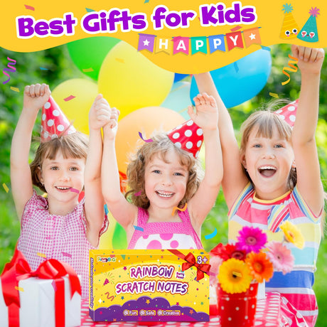 FUNNYB&G Rainbow Scratch Art Party Favors for Kids：288 PCS Scratch Paper Art Craft Kit Girls Boys Back To School Gifts for Kids Students Bulk Birthday Classroom Prizes Goodie Bags Stuffers Mini Notes FUNNYB&G