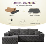 VanAcc 106’’ Oversized Modular Sectional Sofa, Deep Seat Cloud Couch with Corduroy Upholstery, L Shaped Boneless Sofas, Easy No-Assembly Lounge Couches for Living Room, Grey VanAcc