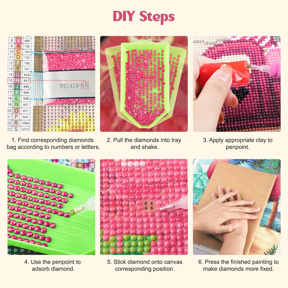 MISCER Pink Roses Diamond Painting Kits for Adults, 5D Full Drill DIY Flower Diamond Painting for Beginners, Home Wall Decor 12x16 Inch MISCER