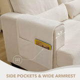 Siiejia 88" Sectional Couches for Living Room, Comfy L Shaped Sofa Couch with Storage Ottoman & Pocket, Modern 3 Seater Boucle Couch with Lumbar Pillows for Apartment, Office, Easy Assembly, Beige Siiejia