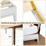 Bme Vivian 14 Inch Deluxe Bed Frame with Headboard, Rustic & Scandinavian Style with Solid Acacia Wood, No Box Spring Needed, 12 Strong Wood Slat Support, Easy Assembly, King, Rustic White Bme