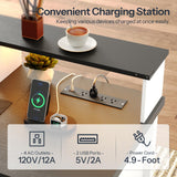 HOOBRO Farmhouse Executive Desk with Drawers, 63" Large Farmhouse Desk with Power Outlet & LED Light, Office Desk with Drawers, Computer Desk with File Cabinet, Writing Desk with Monitor Stand, White HOOBRO