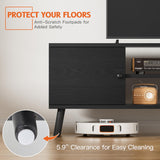 YSSOA TV Stand for 55 60 inch Living Room, 2 Cabinet Media Console Table, Entertainment Center with Storage, Soft Hinge Door with Handle, Wood Feet, Bedroom Furniture-Black YSSOA