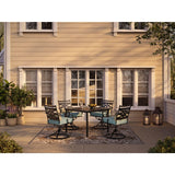 Hanover Montclair 5-Piece Outdoor Dining Set with Stamped Steel Square Dining Table and 4 Swivel Rocker Chairs with Cushions, Weather-Resistant Patio Dining Set for 4, Patio, Backyard, Deck Hanover