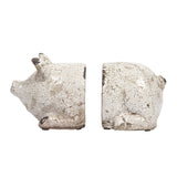 Creative Co-Op Distressed White Pig Shaped Terracotta Bookends (Set of 2 Pieces) Creative Co-Op