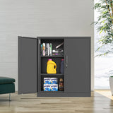 JINKUR Metal Storage Cabinet with Locking Doors and 2 Adjustable Shelves, Small Lockable Steel Storage Cabinets for Home Office Garage Kitchen Pantry (Black) JINKUR