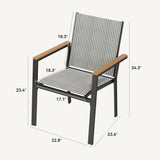 DWVO Stackable Patio Chairs Set of 2, All-Weather Patio Seating with Olefin Fabric and Faux Wood Armrests, Black & White Plaid Pattern DWVO
