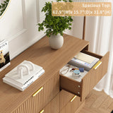 Sscaktu 9 Drawer Dresser for Bedroom with Deep Drawers, 63" Wide Wood Dresser, Large Floor Chest of Drawers, Modern Long TV Stand, Mid Century Storage Cabinet Side Table, Natural Sscaktu