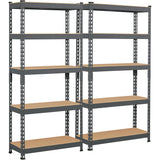 Topeakmart 2 PCS 5-Tier Utility Shelves, Metal Storage Shelves Garage Shelving Unit Adjustable Garage Storage Shelves Storage Racks Heavy Duty Shed Shelving - Dark Gray, 27.5 x 12 x 60 Inch Topeakmart