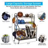 Kinghouse Garage Sports Equipment Organizer, Ball Storage Rack, Toy Storage, Nerf Gun Organization on Wheels for School, Garage, Black, Steel (Black) Kinghouse
