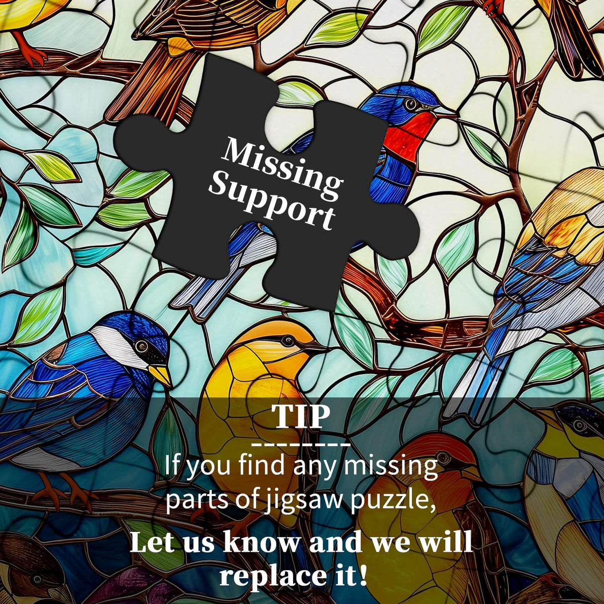 Stained Glass Puzzle Bird Puzzles for Adults 1000 Pieces, Round Bird Tree Jigsaw Puzzle, Impossible Hard Difficult Challenging Puzzles for Adults PICKFORU