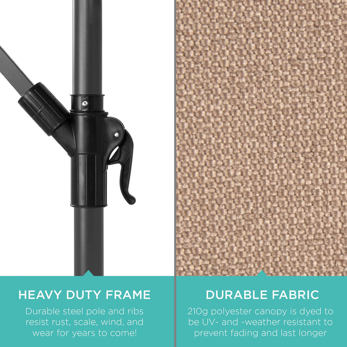 Best Choice Products 10ft Offset Hanging Market Patio Umbrella w/Easy Tilt Adjustment, Polyester Shade, 8 Ribs for Backyard, Poolside, Lawn and Garden - Tan Best Choice Products