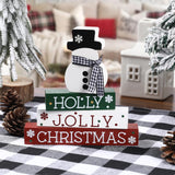 Christmas Decorations-4 PCS Wooden Block Sign-Classic Red White Green Christmas Ornaments for Home Shelf Mantel Fireplace Table Windowsill Decor Buttools