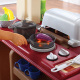 Step2 Grand Walk-In Kitchen & Grill Kids Playset, Indoor/Outdoor Kitchenette, Interactive Play with Lights and Sounds, Durable Plastic, 103 Piece Toy Accessories, Toddlers 2+ Years Old, Brown/Tan Step2