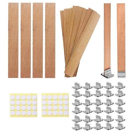 50pcs Natural Wooden Candle Wicks Kit - 5.1 X 0.5 Inch, Crackling Wicks with Stand for DIY Candle Making Craft Phinicco
