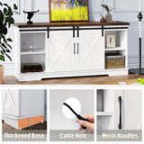 IDEALHOUSE TV Stand for 65 Inch TV, Farmhouse Entertainment Center TV Media Console Cabinet, Barn Door TV Stand with Storage and Shelves, Modern TV Console Table Furniture for Living Bedroom (White) IDEALHOUSE