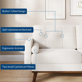 65 in Loveseat Sofa, Mid Century Modern Couch Comfy Love Seat Couches for Living Room, 2 Seater Deep Seat Couch Teddy Fleece Boucle Upholstered Couches for Bedroom Office Small Space, Beige GarveeHome