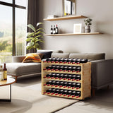 Finnhomy Wine Rack 45-Bottle 5-Tier Natural Bamboo Display Wine Storage Shelves Stackable Wine Bottle Holder Finnhomy