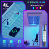 Bestier Gaming Desk with Power Outlets, 61 Inch Large Led Gamer Desk with 4 Tiers Reversible Shelves, PC Gaming Table with Headset Hook & Side Storage Bag for Bedroom (Grey 3D Carbon Fiber) Bestier