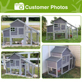 Chicken Coop Outdoor Wooden Hen House 65" with Large Nesting Box, Poultry Cage with Removable Tray,UV Proof Roof GUTINNEEN