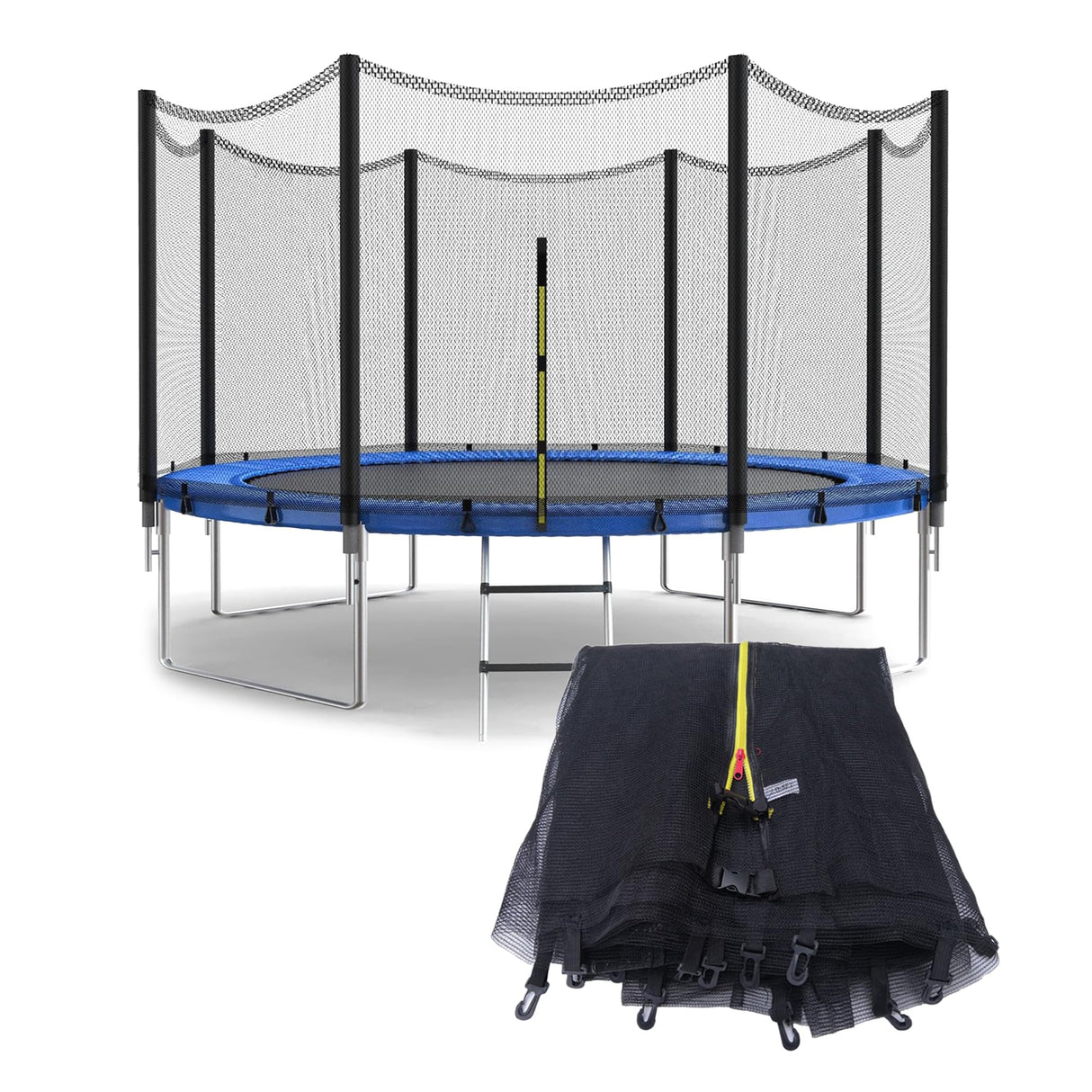 SUOGROLI Trampoline Safety Net, 4/4.6/5/6/8/10/12/13/14/16FT Garden Trampoline Replacement Fences, Kids Protective Net,244cm-6Poles-8ft,Black SUOGROLI