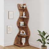 Rustic 5-Tier Corner Shelf - Stylish Brown Bookshelf & Plant Stand by Tribesigns Tribesigns
