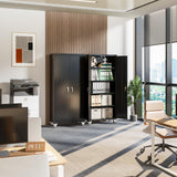 UINSOO 72" Tall Black Metal Storage Cabinet with Wheels, Rolling Storage Garage Cabinet with Adjustable Shelves and Door for Garage, Office, Kitchen, Laundry Room, Assembly Required UINSOO