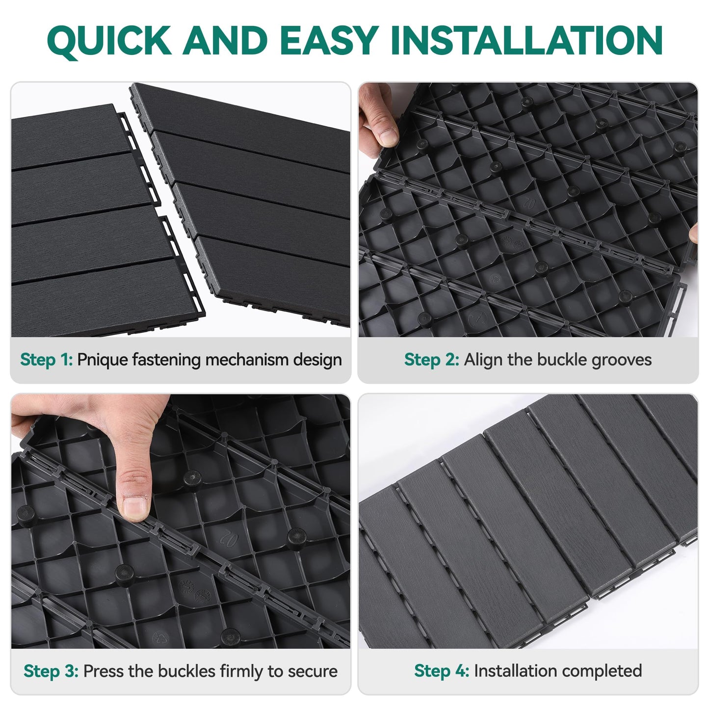 YITAHOME Plastic Interlocking Deck Tiles, 27 Pack, Waterproof Outdoor Flooring All Weather Use, Durable & Slip-Resistant, Suitable for Patio, Garden, Deck, Poolside, Backyard, 12x12 Inches, Dark Grey