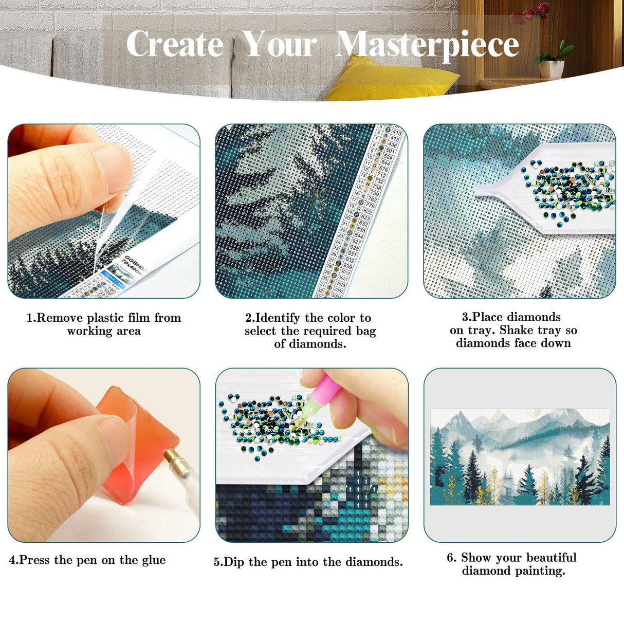 JOOZ Mountain Diamond Painting Kits for Adults 5D Large Landscape Diamond Art Kits for Adults Full Drill Forest Diamond Art Painting Kits Gem Art Kits for Wall Decor 27.5x15.7Inch JOOZ