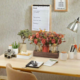 DUOER 3 Pcs Mason Jar Centerpiece Table Decorations for Dining Table Decor Farmhouse Coffee Table Decor with Wood Tray and Led Light Table Centerpieces for Dining room Kitchen Living Bathroom,Orange DUOER