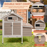 Magazoopet Large Chicken House Outdoor with 2 Nesting Box, Small Wood Chicken Coop Hen House with Removable Trays, Ramp, Outdoor Indoor Rabbit Hutch Poultry Cage (32" L x 23.6" W x 36.6" H) Magazoopet