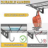 Ultrawall Garage Wall Shelves, 2 x 4 ft Wall Mounted Storage Shelves, Heavy Duty Wall Shelving with Hooks, Holds Up to 220 Lbs, 2Pack, Black Ultrawall