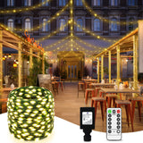 ROADAYLY 394 FT 1000 LED Christmas Lights Outdoor Waterproof Christmas Tree Lights with Remote Timer 8 Modes Green Wire Plug Fairy Lights Indoor Twinkle String Lights Xmas Decorations (Warm White) ROADAYLY