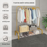 JIUYOTREE Metal 43.3 Inches Garment Rack with Bottom Shelf Clothing Rack for Hanging Clothes Coats Skirts Shirts Sweaters Gold JIUYOTREE