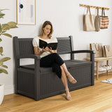 70 Gallon Outdoor Storage Bench Deck Box Lockable for Patio Furniture, Outdoor Porch Bench with Storage Waterproof for Cushions, Garden Tools and Pool Supplies, Grey LHBcraft