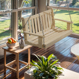 JAMFLY Patio Wooden Porch Swing Outdoor, 2-Seater Bench Swing with Hanging Chains for Outdoor Patio Garden Courtyard Backyard, Natural JAMFLY