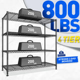 45 "W Metal Shelving Unit 4 Tier Storage Shelves Adjustable Wire Shelving Metal Shelf Pantry Shelves Wire Rack Commercial Shelving for Kitchen Pantry Utility Room Garage 45 "W x 59.4 "Hx 13.5" D Black DurayLoly