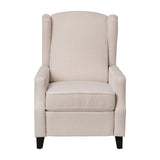 BizChair Traditional Style Slim Push Back Recliner Chair-Wingback Recliner with Cream Fabric Upholstery-Accent Nail Trim BizChair