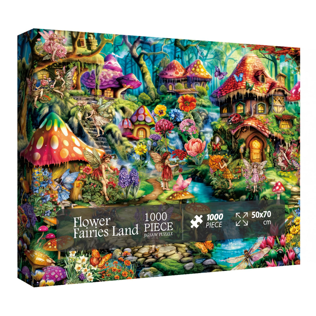 Flower Fairy Puzzle for Adults 1000 Pieces, Funny Mushroom Jigsaw Puzzle, Fantasy Colorful Butterfly Insect Puzzle BBOLDIN
