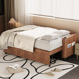 Esright Sleeper Sofa Couch with Pullout Bed, Faux Leather Sofa Bed Pull Out Couch with Reversible Storage Chaise, L Shaped Sectional Sleeper Sofa Couches for Living Room Clearance, Brown Esright