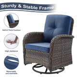 HUMMUH 5-Piece Patio Furniture Set with Fire Pit,Wicker Outdoor Swivel Rocker Chairs Patio Sofa for Backyard,Poolside,Deck HUMMUH