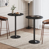Flamaker Round Bistro Pub Table 2 Pack Modern Style Metal Base MDF Top Cocktail Bar Table Counter Bar Height for Pub, Dining Room, Party (Black) Flamaker