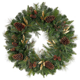 32" Pre-Lit 50 LED Timer Lights Artificial Christmas Wreath w Various Greenery Generic