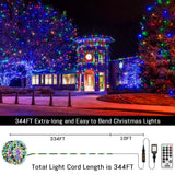 Eueasy Christmas Lights Outdoor, 1000 LED 344FT Fairy String Lights Plug in Waterproof with Remote, 8 Modes with Timer for Indoor Decorations Bedroom Xmas Tree Holiday House Party Decor Eueasy
