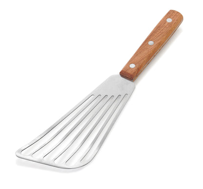 New Star Foodservice 43068 Wood Handle Fish Spatula, 6.5" Blade, Silver