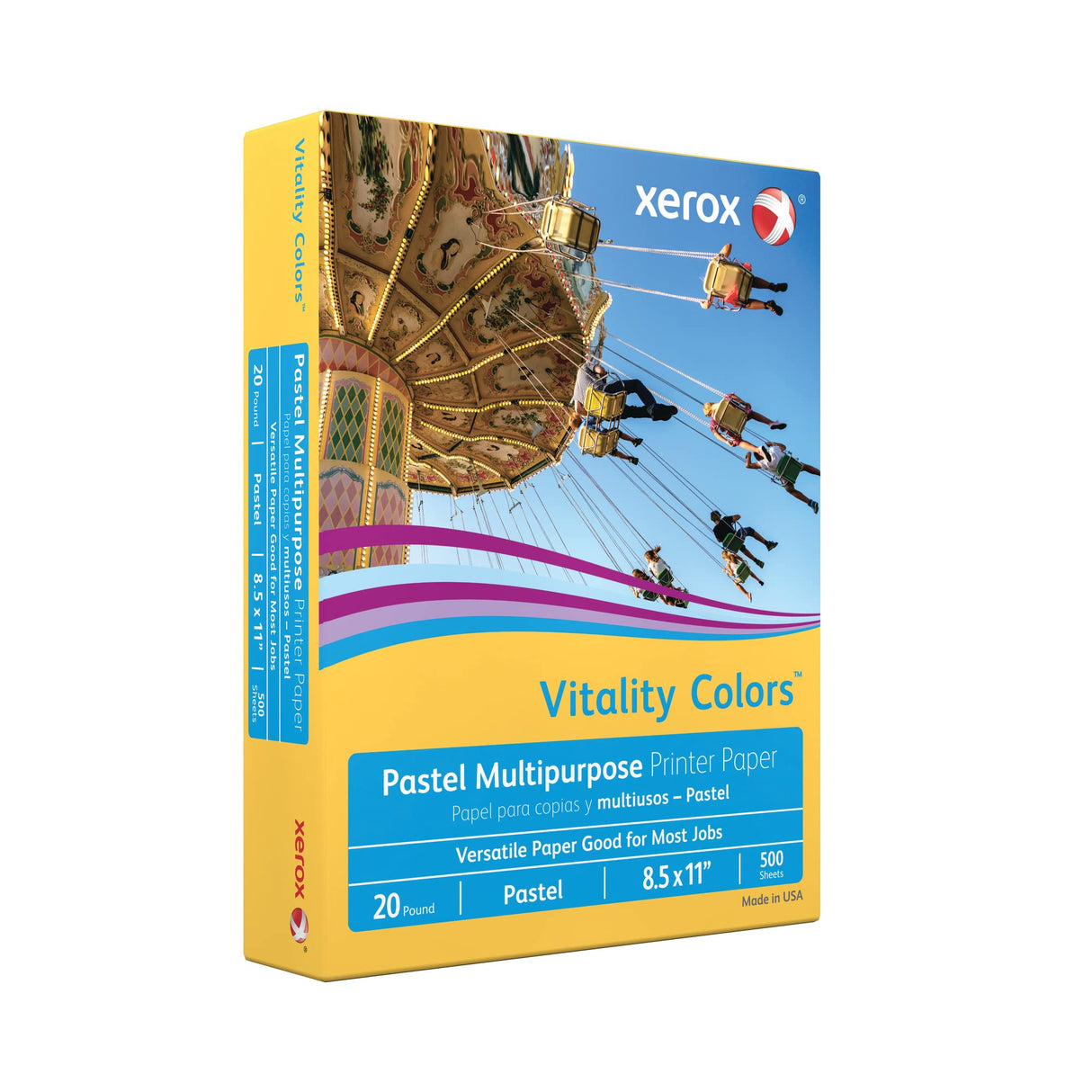 Xerox® Vitality Colors™ Multipurpose Printer Paper, Letter Paper Size, 20 Lb, 30% Recycled, Goldenrod, Ream Of 500 Sheets Xerox