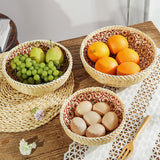 Elsjoy Set of 3 Wicker Woven Storage Basket, Bamboo Bread Basket Round Rattan Serving Basket Farmhouse Decor for Fruits, Vegetables, Potatoes, Stackable 9.6"/8"/7" Elsjoy