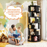 Aheaplus 6 Tier Rotating Bookshelf, Wood Spinning Bookshelf Tower, Round Revolving 360 Bookcase, Narrow Turning Book Shelf Rolling Corner Organizer for Small Space, Bedroom, Office, Black Aheaplus
