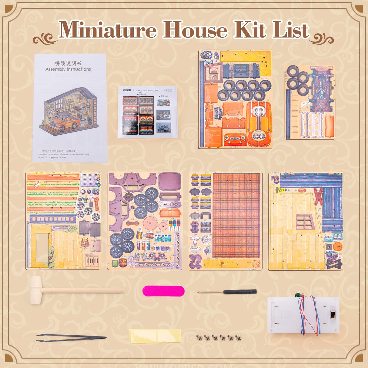 DIY Miniature House Kit Garage Workshop, Miniature Dollhouse Kit with LED, Tiny House Wooden Model Kits for Adults Teens, Mini Houses Building Kits Crafts for Adults, Gifts for Family Friends JoySpark Toys