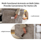 Rhevoy Oversized Glider Rocker Recliner, 26" Extra Wide 360° Swivel Nursery Recliner with Adjustable Headrest, Chenille Rocking Nursery Chair with Overstuffed Armrest, Lumbar Support, Light Grey Rhevoy